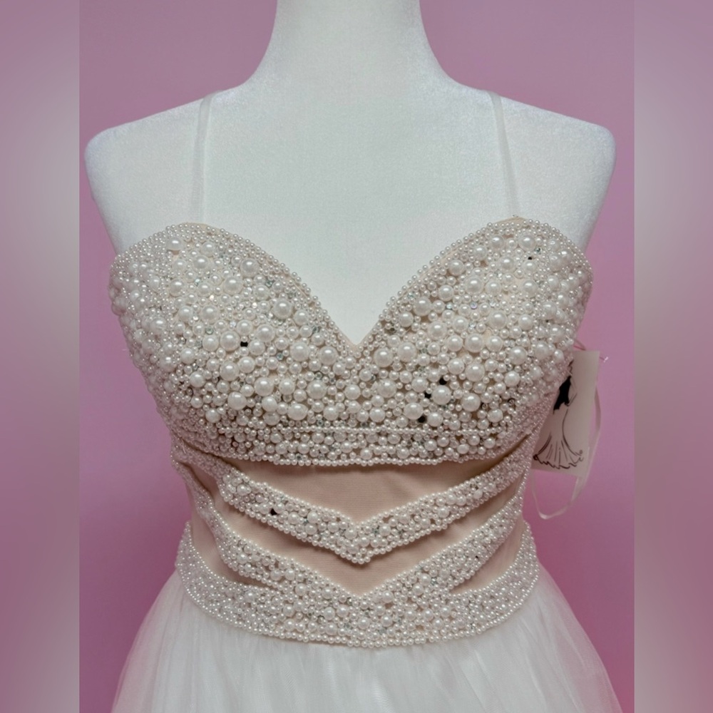 Pearl Embellished Strapless Dress